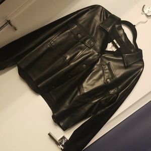 Zara leather look shirt